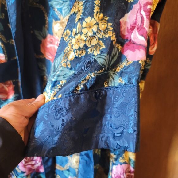 Victoria Secret floral Robe Kimono Gold Label Vintage Made In Hong Kong Size M/L - Picture 4 of 8